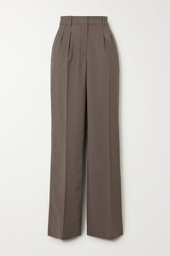 Sbiru Pleated Wool Straight-leg Pants - Gray