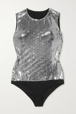 Sequined Jersey Bodysuit - Black