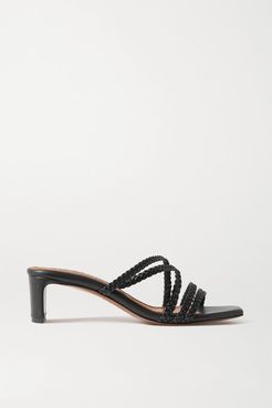 Ana Braided Leather Mules - Black