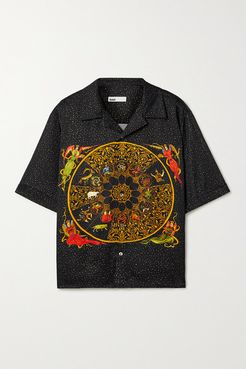 Luka Printed Satin Shirt - Black
