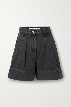 Tryfin Pleated Denim Shorts - Charcoal