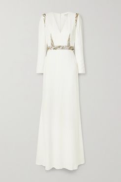 Embellished Crepe Gown - Ivory