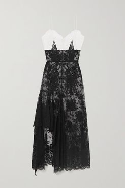 Ruffled Cotton-blend Lace Gown - Black