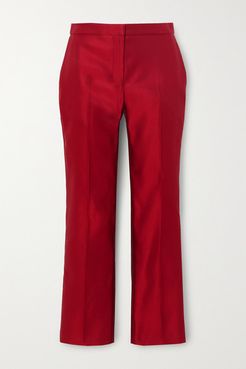 Silk-satin Straight-leg Pants - Red