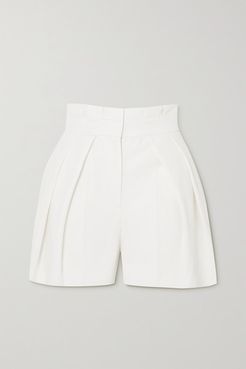 Pleated Wool-twill Shorts - White