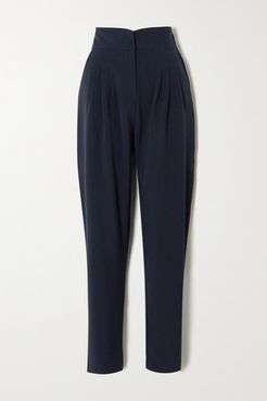 Gato Pleated Woven Tapered Pants - Blue