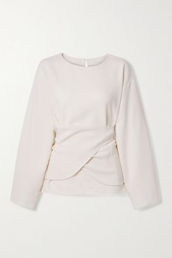 Wrap-effect Wool-crepe Top - Ivory