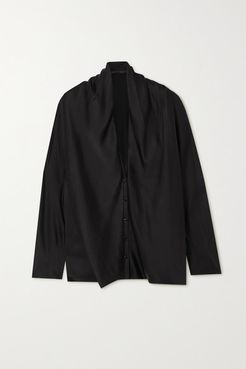 Draped Silk Shirt - Black