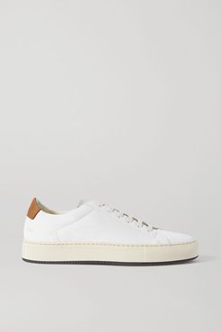 Retro Low Suede-trimmed Leather Sneakers - White