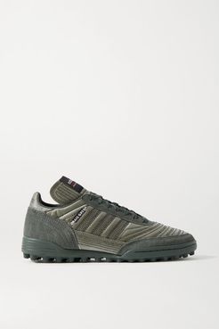 Craig Green Kontuur Iii Embroidered Reflective Shell And Suede Sneakers - Gray