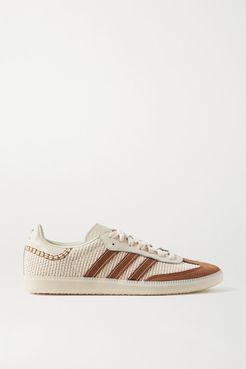 Wales Bonner Samba Suede, Leather And Mesh Sneakers - Ecru