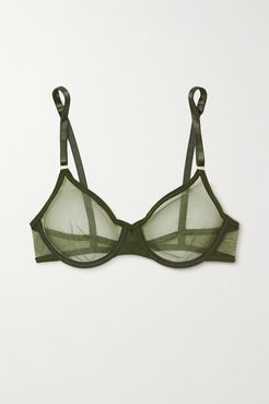 Jeanne Stretch-tulle Underwired Soft-cup Bra - Green