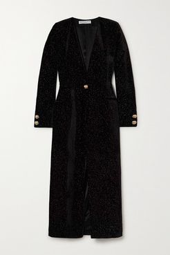 Victoria Glittered Velvet Coat - Black