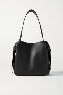 Medium Knotted Leather Shoulder Bag - Black