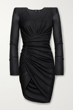 Ruched Stretch-jersey Mini Dress - Black