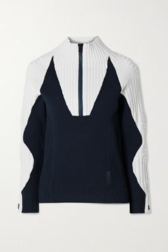 Ribbed Wool-blend Sweater - Navy
