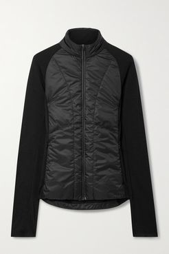 Quilted Shell And Stretch-knit Jacket - Black