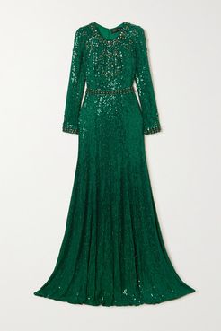 Tenille Embellished Satin Gown - Forest green