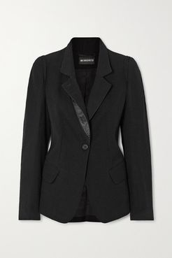 Satin-trimmed Wool And Cotton-blend Twill Jacket - Black