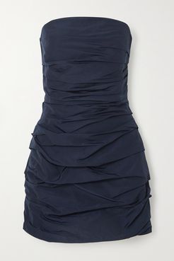 Betty Strapless Ruched Shell Mini Dress - Navy