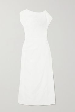 Lily Gathered Cotton And Silk-blend Voile Maxi Dress - White
