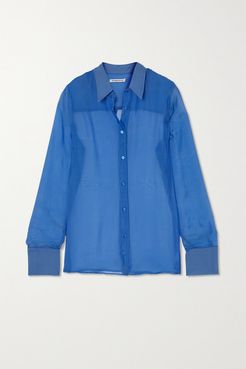 Silk-chiffon Shirt - Blue