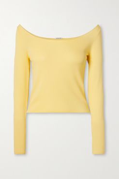 Pearl Stretch-knit Top - Pastel yellow