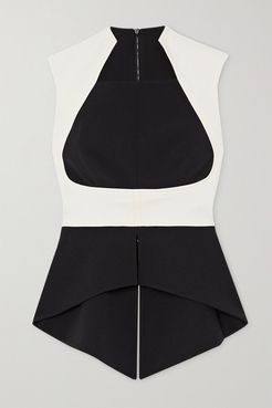 Eralia Two-tone Stretch-crepe Peplum Top - Black