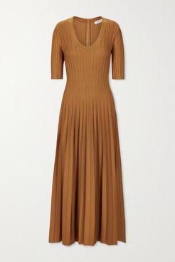 Net Sustain Eva Ribbed Stretch-knit Midi Dress - Copper