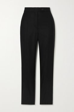 Net Sustain Milano Wool And Silk-blend Skinny Pants - Black