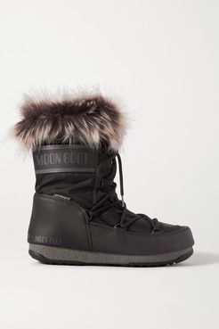 Monaco Faux Fur-trimmed Shell And Faux Leather Snow Boots - Black