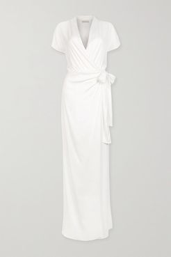 The Lady Draped Matte-satin Wrap Gown - White