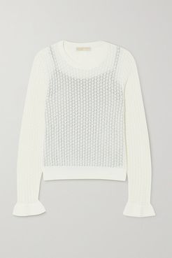 Crotchet-knit Top - White