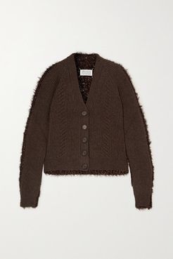 Paneled Ribbed Wool And Tinsel Cardigan - Brown