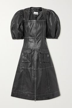 Zip-detailed Leather Dress - Black