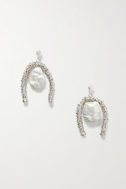 Baroque Paris Silver-plated, Crystal And Pearl Earrings
