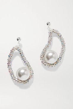 Mini Oysters Silver-plated, Crystal And Faux Pearl Earrings