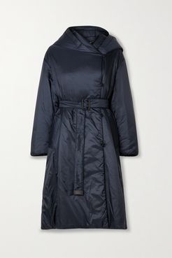 The Cube Cameluxe Belted Hooded Padded Shell Coat - Midnight blue