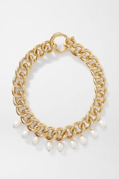 Canasta Gold-tone Faux Pearl Necklace