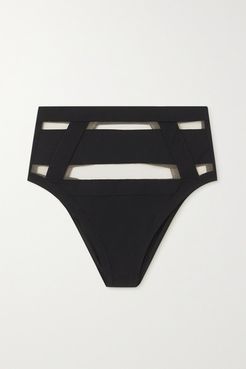 Fynlee Mesh-paneled Bikini Briefs - Black