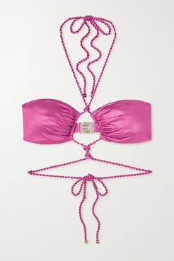 Mileey Rope-detailed Cutout Halterneck Bikini Top - Pink