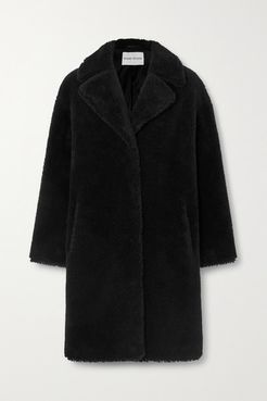 Camille Cocoon Oversized Faux Shearling Coat - Black