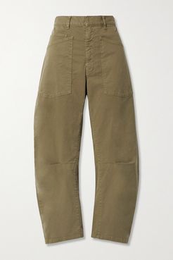 Shon Cotton-blend Twill Tapered Pants - Army green