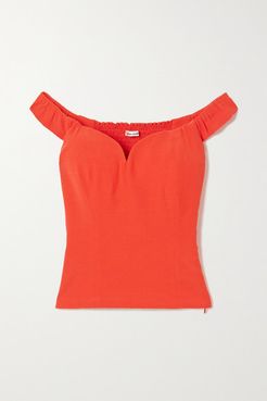 Giada Off-the-shoulder Shirred Crepe Top