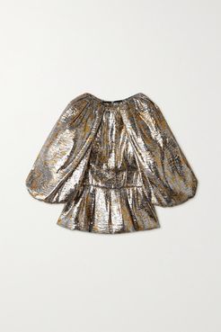 Silk-blend Lamé Blouse - Silver