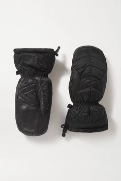 Selia Padded Leather And Shell Ski Mittens - Black