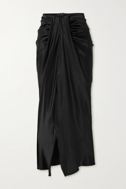 Hosk Draped Silk-satin Maxi Skirt - Black