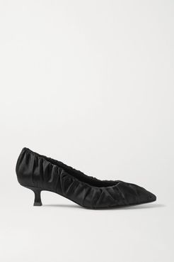 Palermo Gathered Satin Pumps - Black