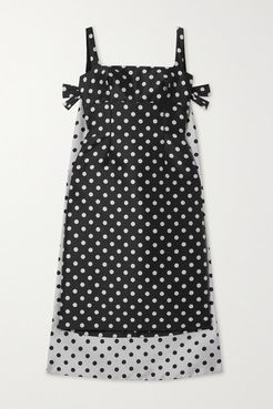 Norrie Cape-effect Polka-dot Jacquard Mini Dress - Black