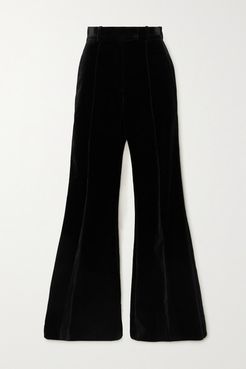Lincoln Cotton-blend Velvet Flared Pants - Black
